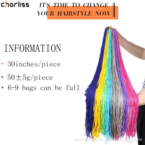 Wholesale Colorful 30 ''Long Straight Box Micro Zizi Braiding Hair Crochet Braids Heat Resistant Synthetic Hair Extension